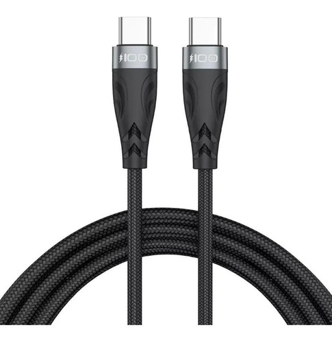 Cable Usb-c 100w Mallado Para Celulares, Tablet Amitosai 1mt Color Negro