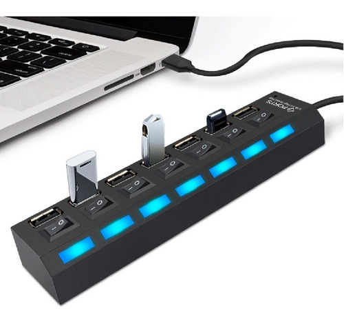 Imagem 5 de 10 de Hub De Usb 7 Portas 2.0 Hd Extensor High Speed Pen Drive Hd