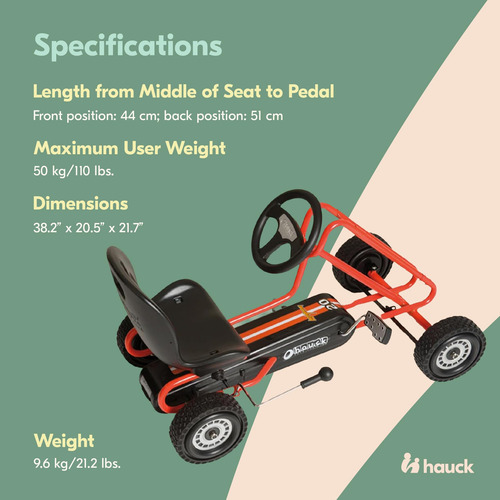 Juguete Pedal Go Kart Hauck Lightning Para Niños De 4 A 8 Añ