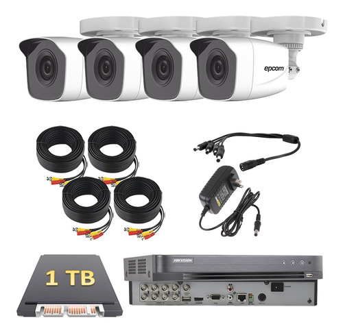 Kit Circuito Cerrado 4 Cámaras Hikvision 4 Mp 1 Tb Metal