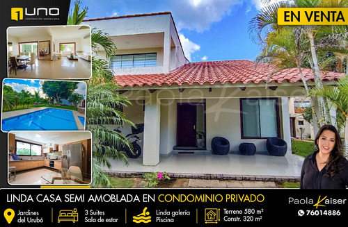 Imagen 1 de 17 de Linda Casa En Venta, Condominio Jardines Del Urubo