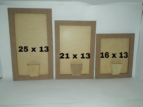 Kit Com 3 Quadros Moldura Em Mdf 6 E 3mm Cru Com Vasinho