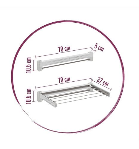 Imagem 2 de 5 de Varal Retrátil Compacto Discreto Apartamento Sacada Banheiro