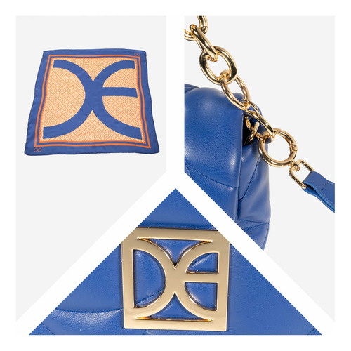 Bolsa Crossbody Cloe Para Mujer Mediana Acolchada Mascada Color Azul