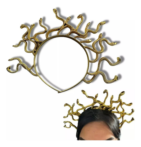 Tiara Medusa Cobras Serpentes Mitologia Fantasia Carnaval Cor Dourado
