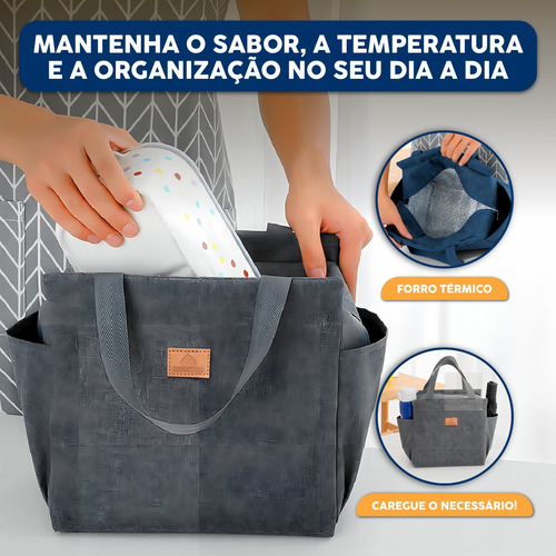 Kit Pote Marmita E Bolsa Térmica Trabalho Academia Curso Rosa