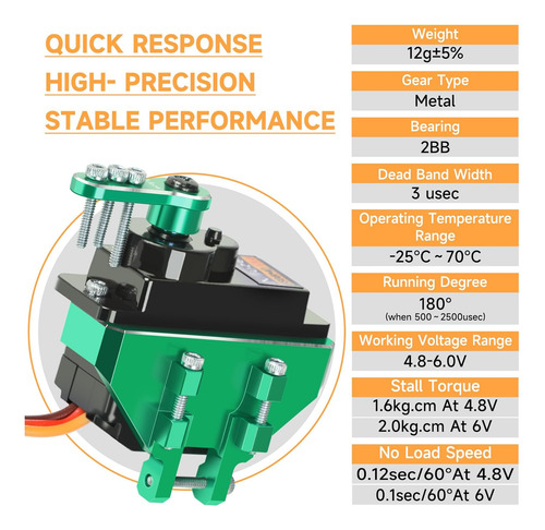 Miuzei 0.42 Oz Micro Servo Motor Digital Rc Servo Metal Gear