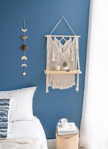 Estante Colgante De Pared De Macramé Decoración Bohemia