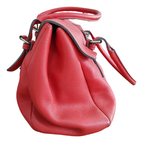 Cartera Prüne Roja Cuero Doble Asa 2 Compart 3 Bolsillos Int Rojo Liso Níquel Na (Usado)