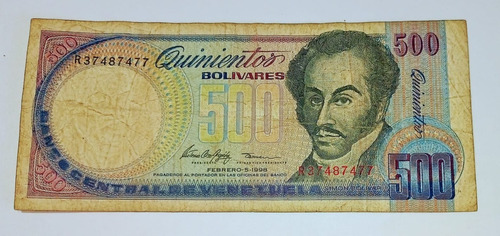 Billete De Venezuela 500 Bolivares 1998 Fine- P.67