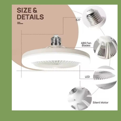 Foco Ventilador Led De Techo Control Velocidad Foco Led Bco Blanco
