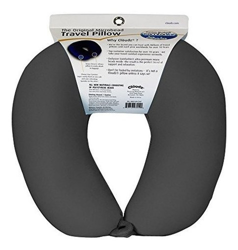 Almohada Cervical Cloudz Microbead Travel, Color Negro