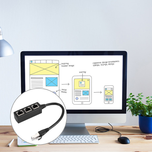 Adaptador De Cable Ethernet, Divisor De 1 Puerto Macho A 3 P