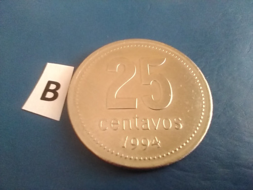 Monedas Argentinas 25.centavos Año 1994 Plateada