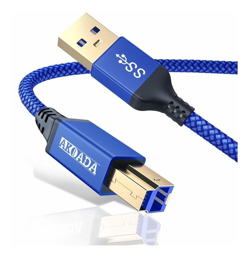 Akoada - Cable Usb A A Usb B 3.0 (10 Pies), Cable Trenzado D