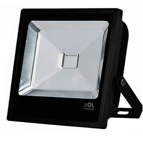 Refletor LED OL Iluminação Refletor LED 70W com luz branco-frio e carcaça preto 110V/220V