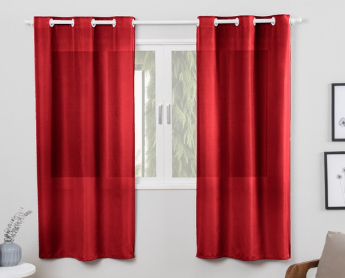 Cortina Lisa Microfibra Para Sala Ou Quarto 3,00m X 2,20m Cor Vermelho