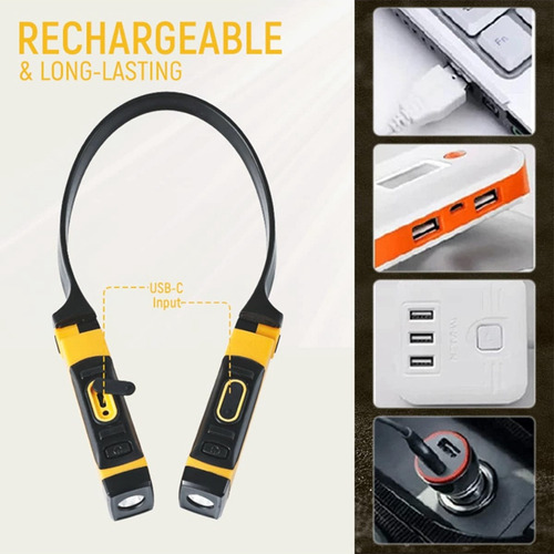[ Lámpara De Lectura Usb Recargable Para Cuello Tipo Libro,