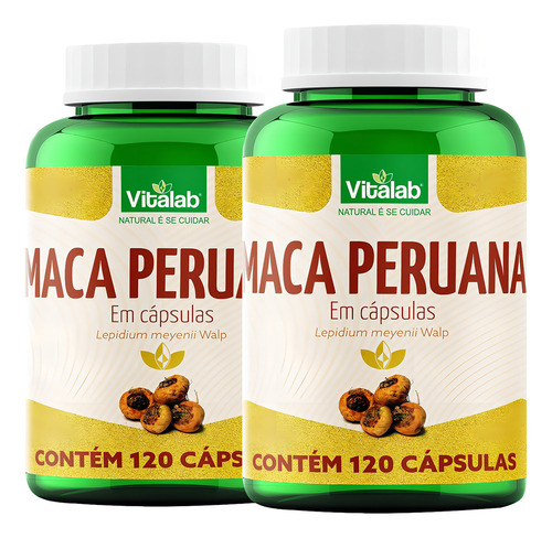 Kit 2 Maca Peruana Vitalab 500mg 120 Cápsulas Sabor Sem Sabor