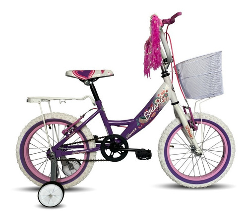 Bicicleta Infantil Bravia Niña Rodada 16 Ruedas Entrenadoras Color Lila