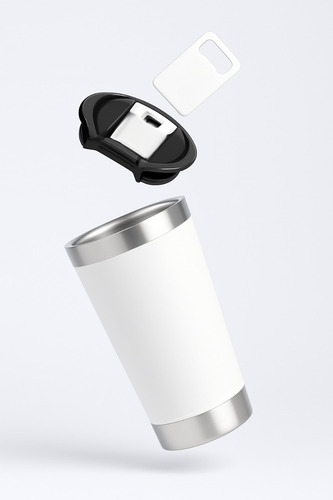 Copo Térmico Com Tampa E Abridor 473ml Aço Inox
