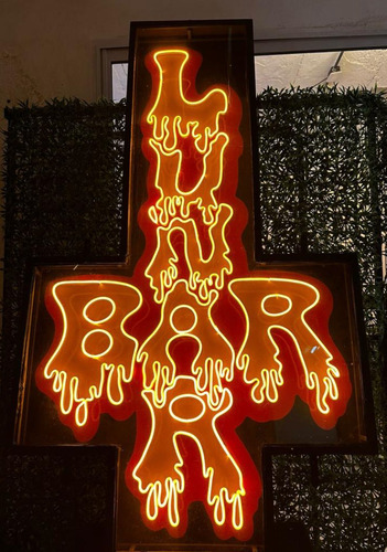 Cartel Saliente Bifaz Con Luminoso Redondo 30 Cm Blanco
