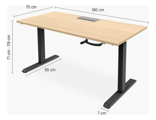Escritorio Cosmo 180x70 Ajustable Con Pasacables Form
