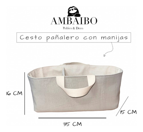 Contenedor Pañalero Con Manijas+cesto Tela. Ideal Regalo Rn Gris Perla