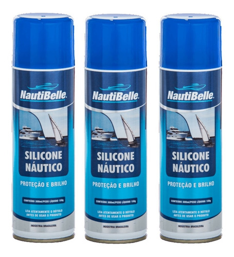 Silicone Náutico Spray Nautibelle 300 Ml Barco Lancha C/ 3un
