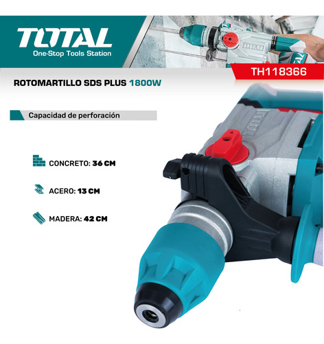 Rotomartillo 1800w Total Sds Plus 7.0j