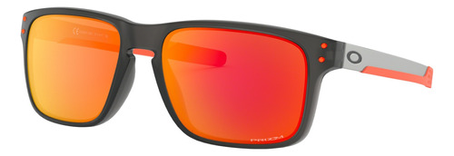 Anteojos de sol Oakley Holbrook Mix Standard con marco de o matter color matte grey smoke, lente ruby de plutonite prizm, varilla matte grey smoke de acero inoxidable - OO9384