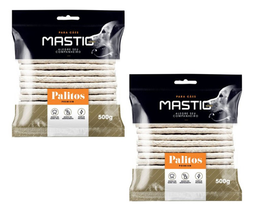 Osso Mastig Palito Natural 8mmx5 500g - 2und Mastig