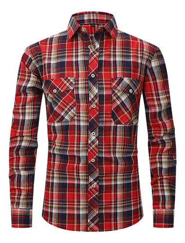 Camisa A Cuadros Holgada Para Hombre, Camisa Holgada De Mang