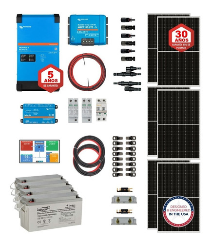 Kit Energia Solar Híbrido Inversor 3kva 9,5kwh Día Victron