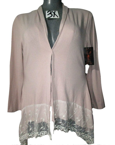 Sweater Cardigan Rosa Palo Gala/salir Talla 3x (42/44) Rebor