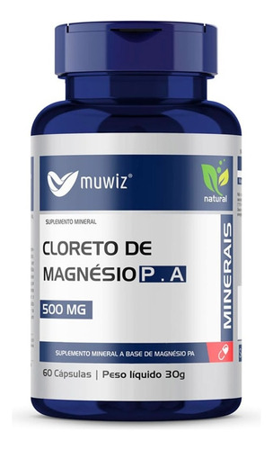 Suplemento Cloreto De Magnésio Pa Muwiz 500mg Sabor Sem sabor