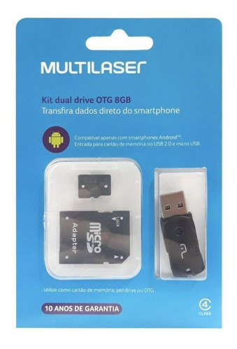 Kit Cartão De Memória 8gb Com Adaptador Otg Usb Mc130