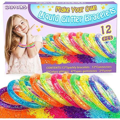Make Your Own Glitter Water Bracelets Craft Kit, Gem Ar...