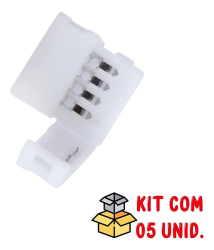 Kit 05 Tira LED con conector recto Rgb 5050 3528, 4 vías, sin soldadura, 12/24 V