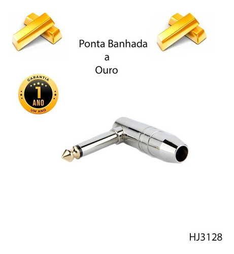 Plug P10 Mono L Hjh Linha Prata Ponta Banhada A Ouro Hj3128