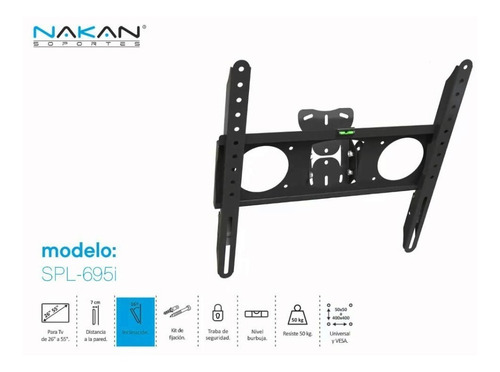 Soporte Nakan SPL-695I de pared para TV/Monitor de 32" a 65" negro