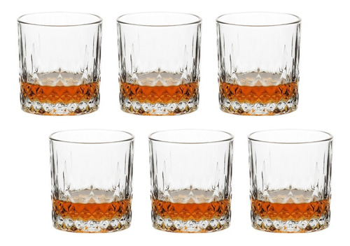 Vasos Vidrio Labrado Para Whisky Licor Pack X6 Lav 330cc 