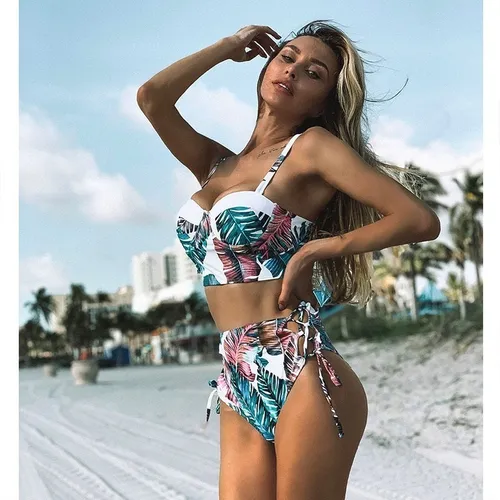Bikini Traje De Ba o Mujer Cintura Alta Crop Sexy Moda