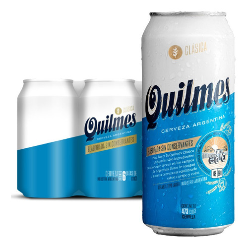 Cerveza Quilmes Clásica American Adjunct Lager lata 473 mL 6 unidades