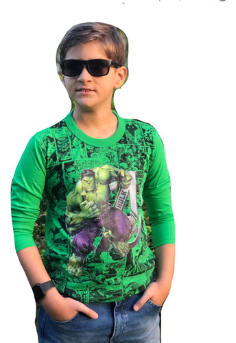Kit 5 Camiseta Blusa Manga Longa Infantil Menino S Herois