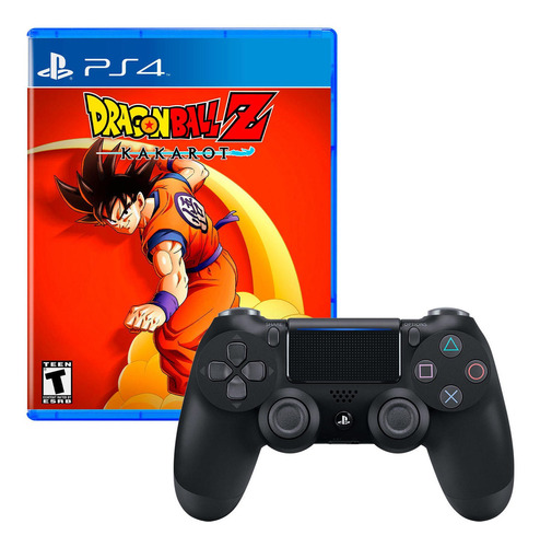 Mando Playstation 4 Dualshock Negro + Dragon Ball Z Kakarot 