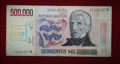 Billete 500000 Australes Tránsitorios 1990 Bottero 2897 Raro (Usado)