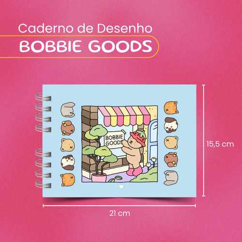 Livrinho De Colorir Bobbie Goods 50 Páginas Bob Gods Capa Dura Rosa Livro De Pintar Caderno De Colorir