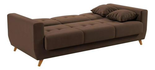 Sofá Cama Casal Reclinável Com Baú Pamela Turkey Chocolate