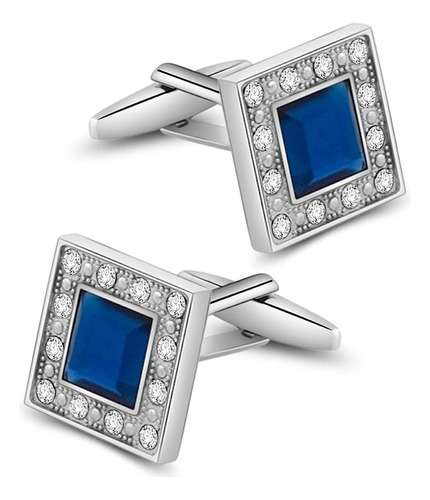 Gemelos Cuadrados Elegantes De Cristal Swarovski Azul M...